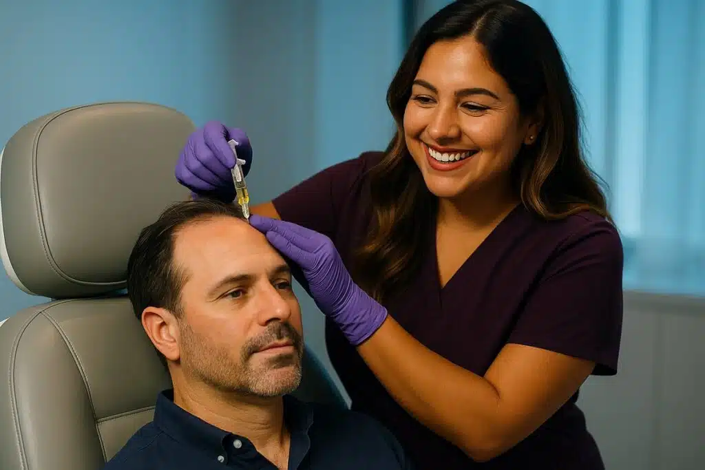 PRP hair restoration treatment being administered by expert injector at Miami Lakes Med Spa