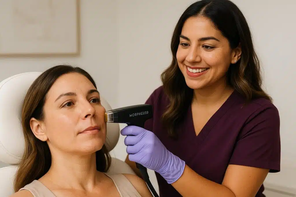 Morpheus8 RF microneedling treatment being performed at Miami Lakes Med Spa
