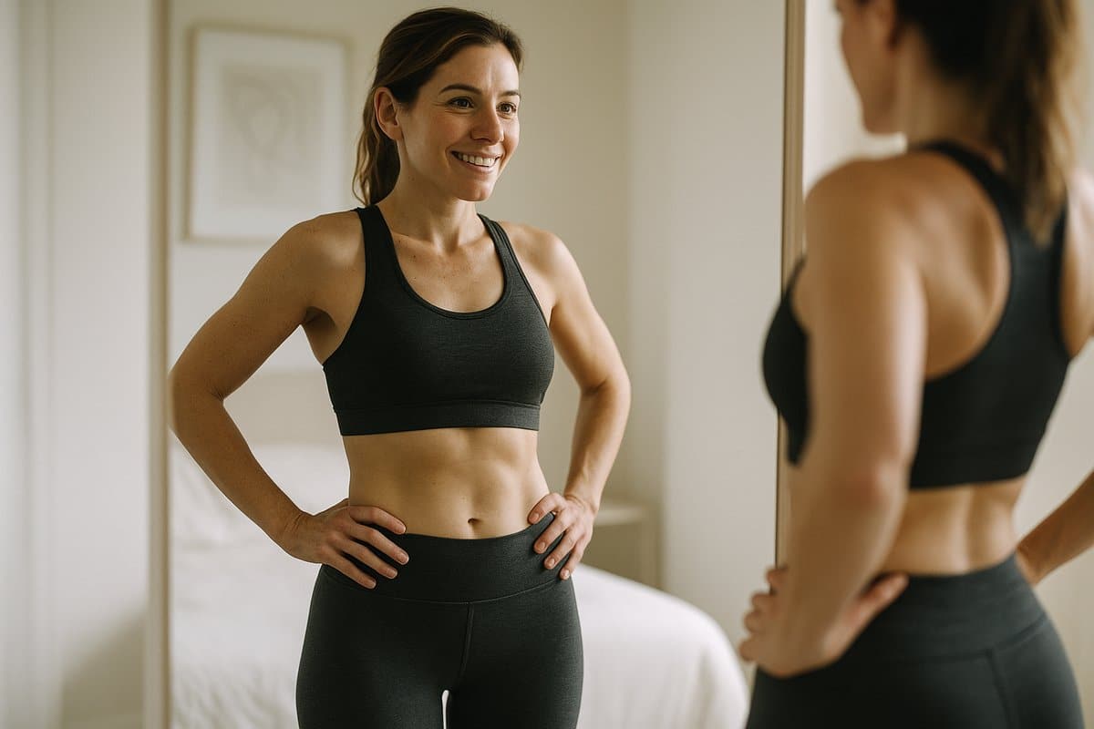 Woman showing successful weight loss results after GLP-1 treatment
