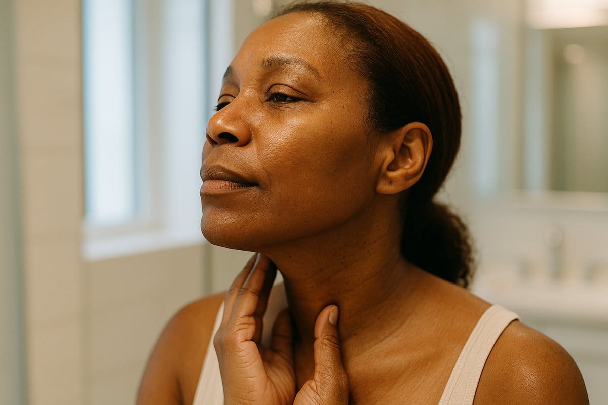 Woman with dark skin showing smooth results after laser hair removal treatment
