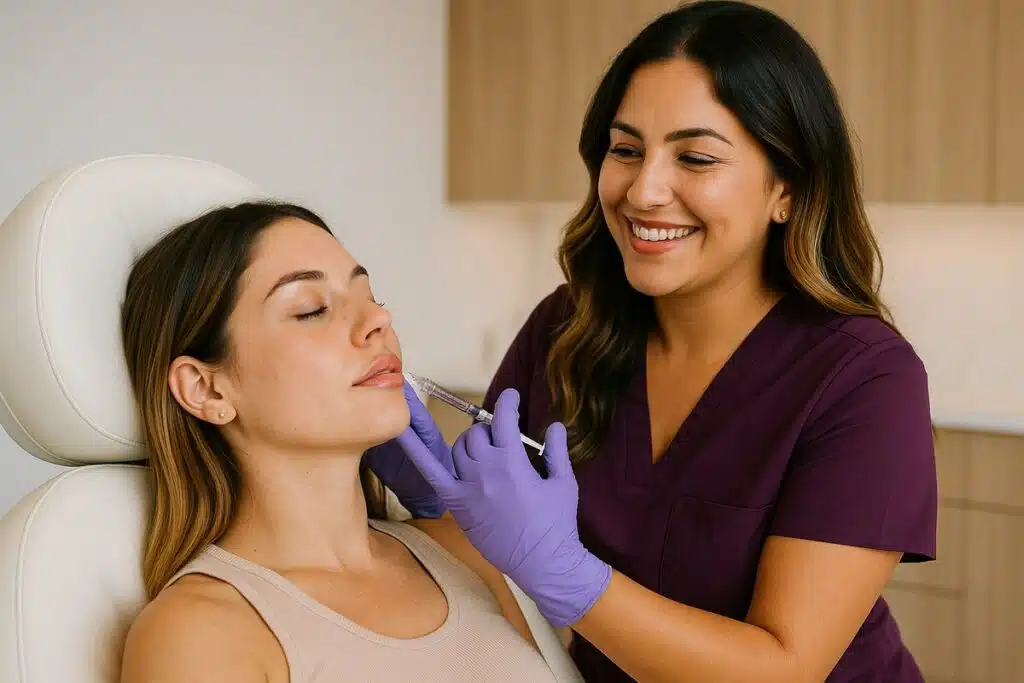 Lip filler treatment being performed at Miami Lakes Med Spa