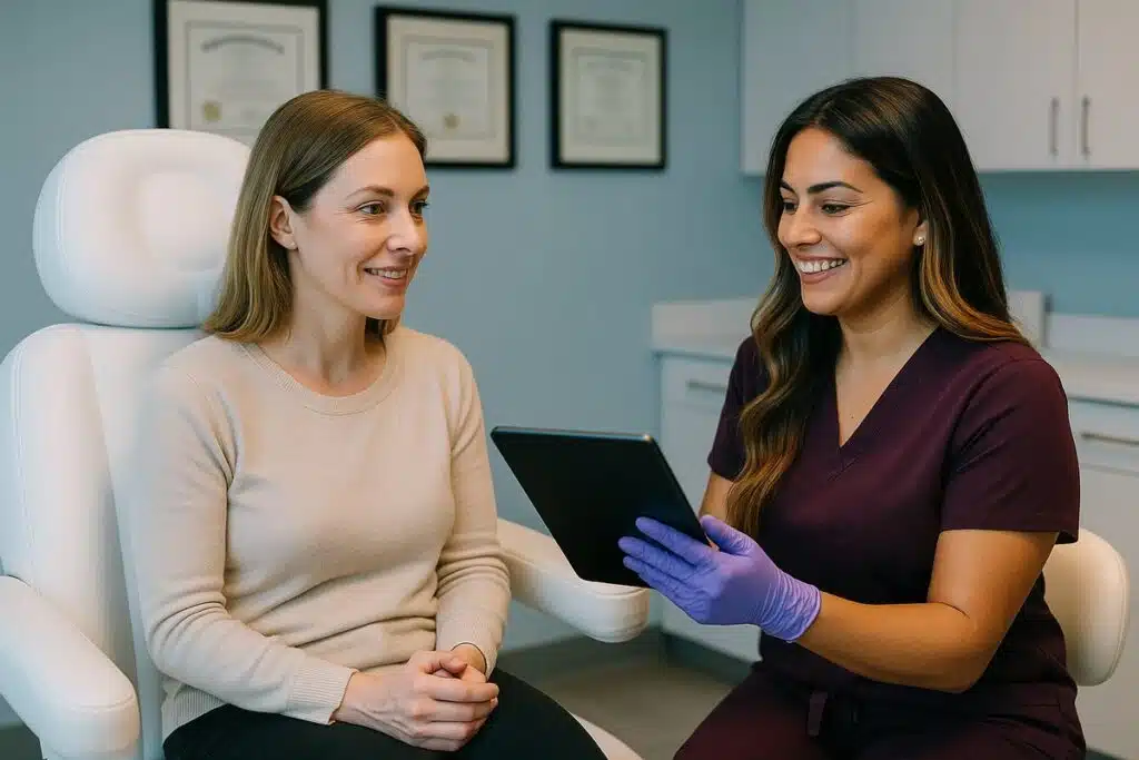 Professional consultation at Miami Lakes Med Spa with licensed provider reviewing treatment options