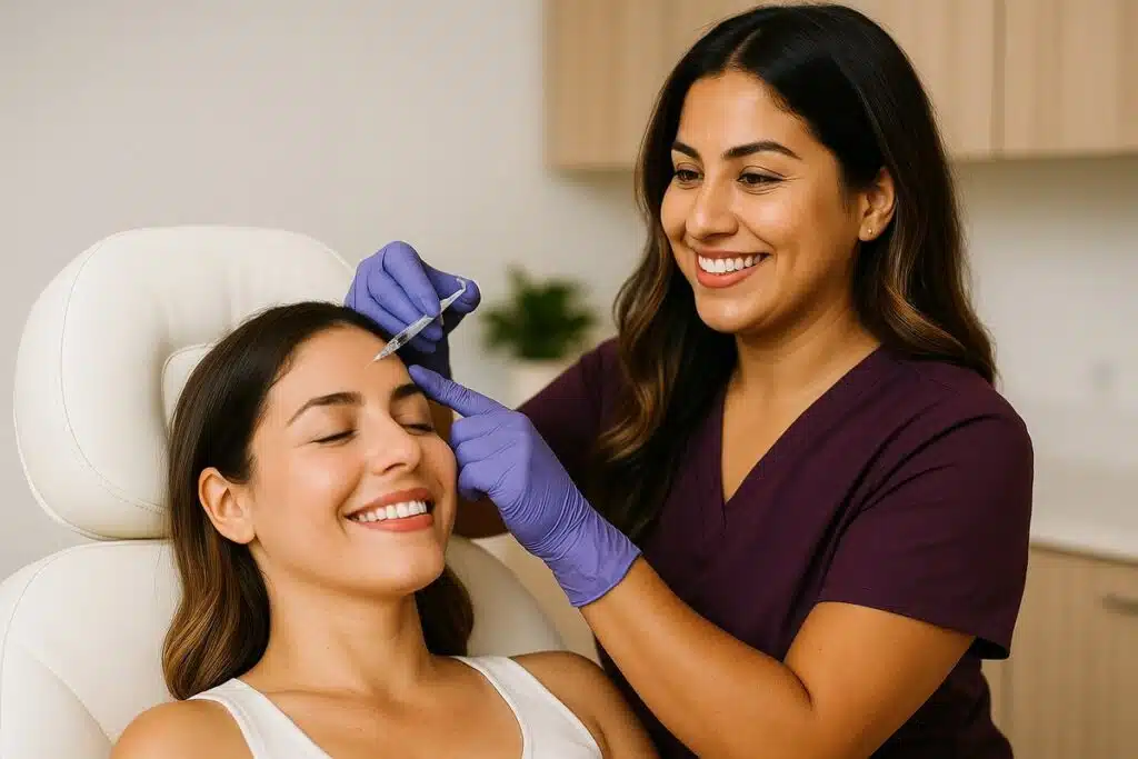 Botox injection being administered to forehead at Miami Lakes Med Spa