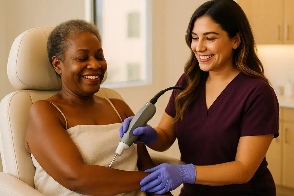 Laser hair removal treatment on dark skin using Nd:YAG technology at Miami Lakes Med Spa