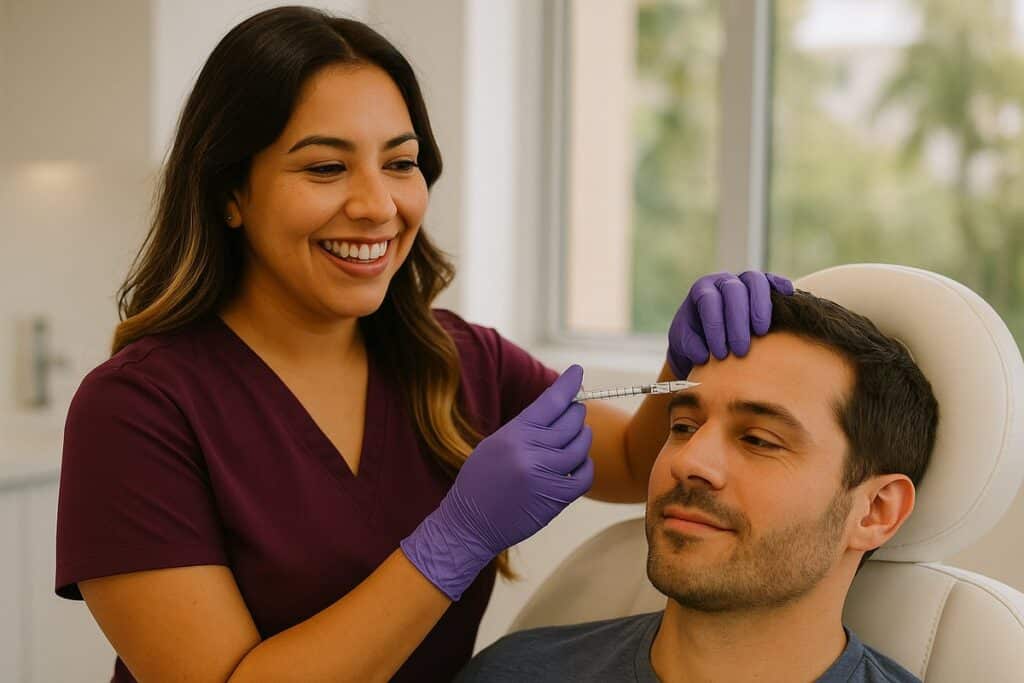 Male patient receiving Botox treatment at Miami Lakes Med Spa, the best med spa Miami Lakes