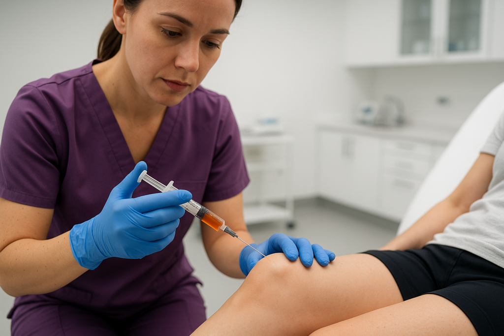 Medical professional administering PRP joint injection at Miami Lakes Med Spa