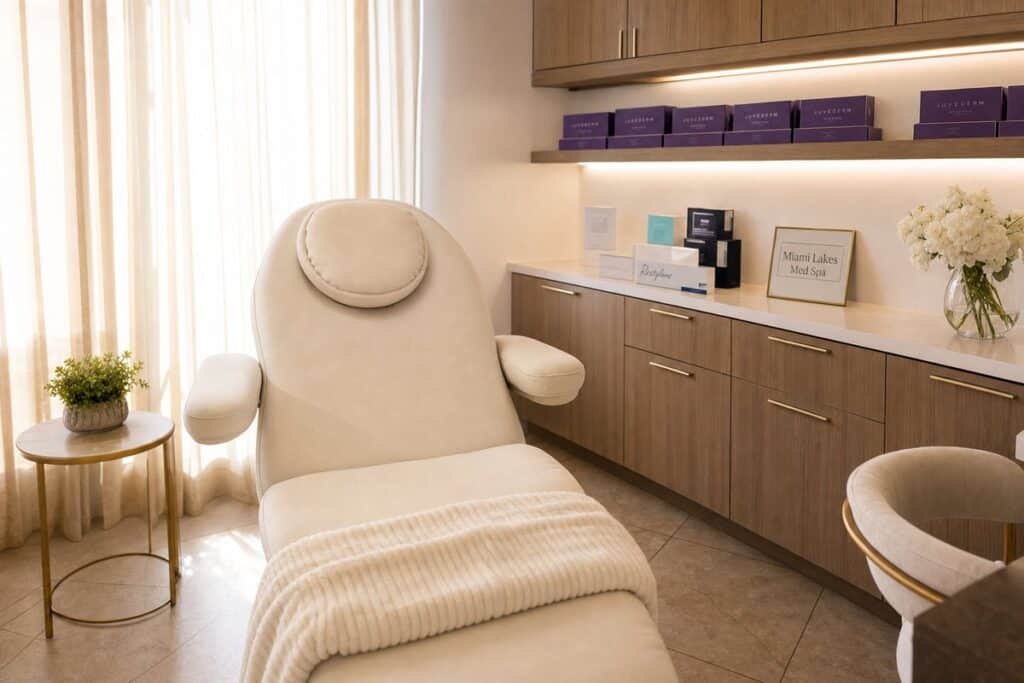 Luxury treatment suite interior at Miami Lakes Med Spa where full face filler consultations take place