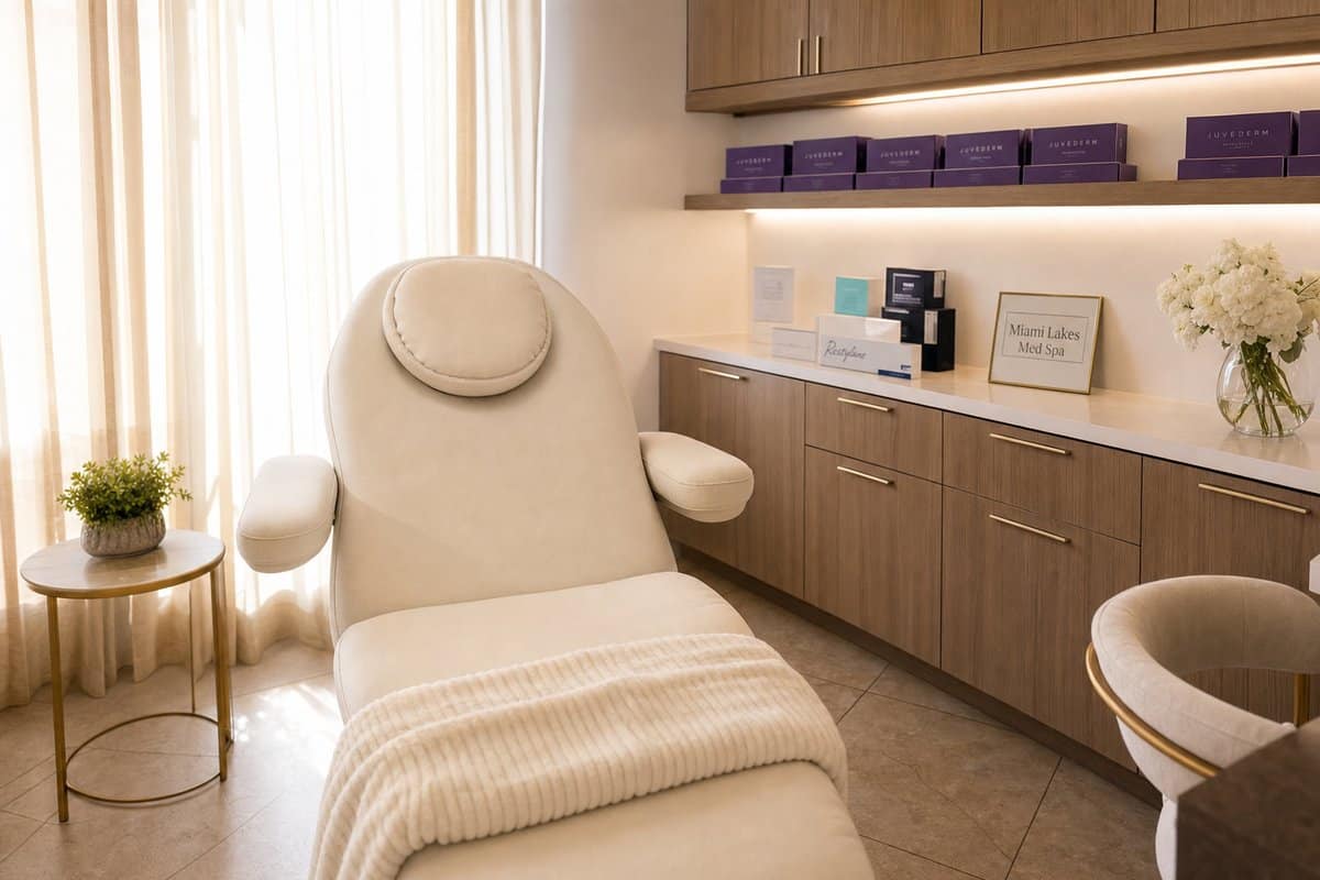 Luxury treatment suite interior at Miami Lakes Med Spa where full face filler consultations take place
